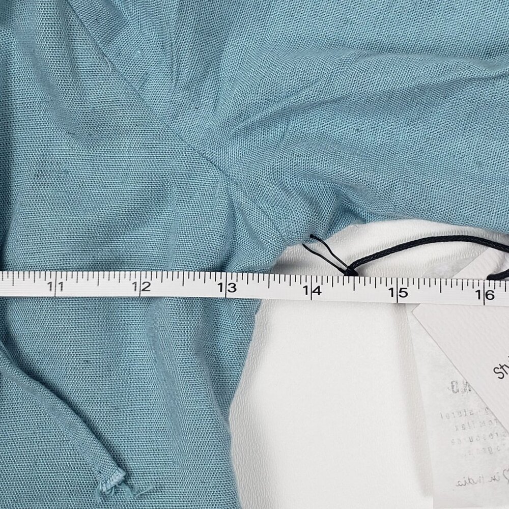 Japna Linen Blend Midi Dress Womens Small Blue Puff Sleeve Milkmaid Babydoll NWT - Picture 7 of 16